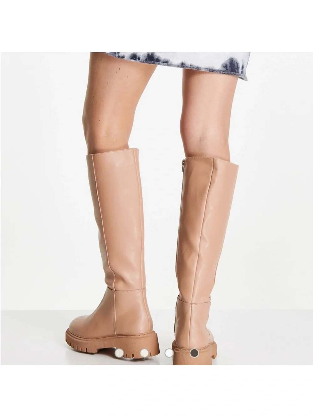 ASOS London Rebel Tan Chunky Lug Sole Knee High Boots Size 8